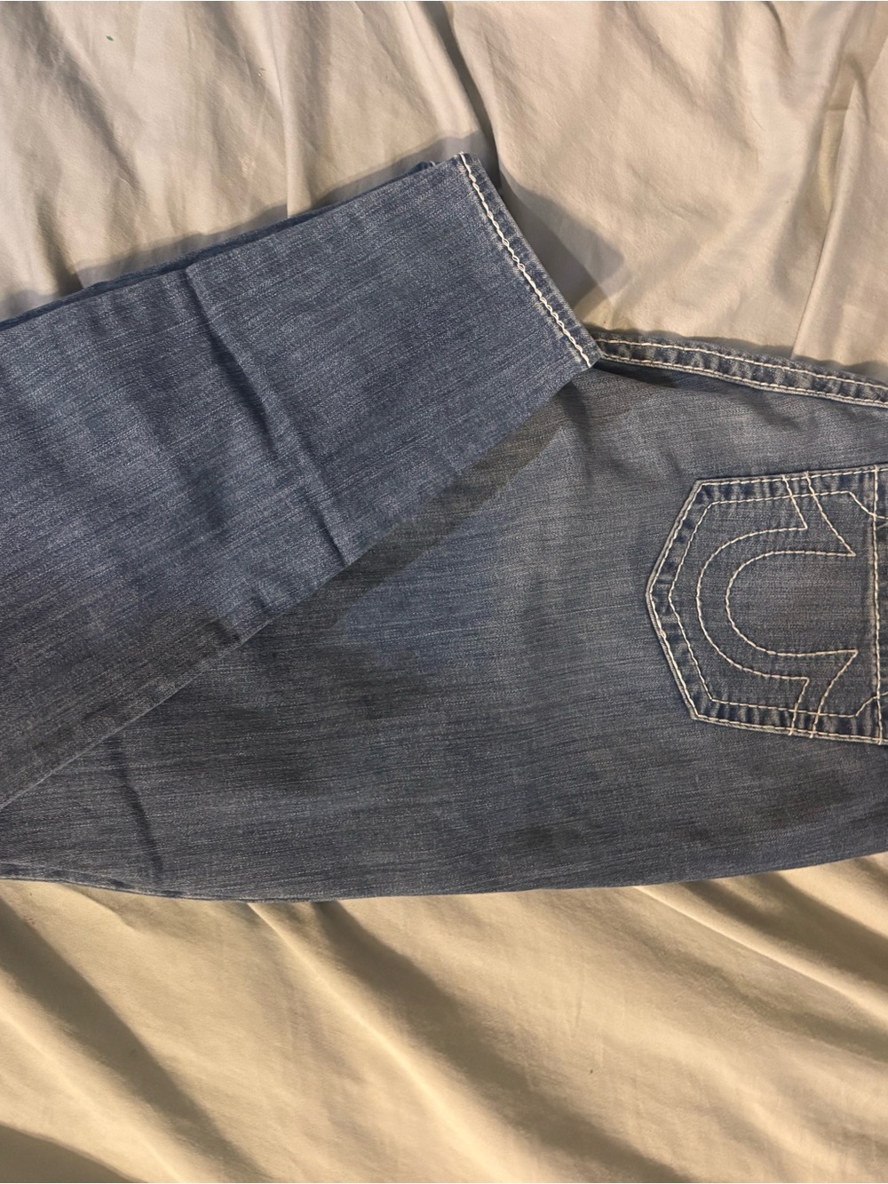 True Religion Light Blue Women's Jeans with Contrast Stitching